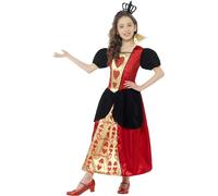 Girls Queen of Hearts Costume Child Alice Mad Hatter Fairy Tale Fancy Dress New