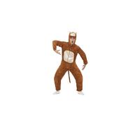 Smiffys Monkey Costume, Adult, Brown includes Jumpsuit with Hood, Party Animals Fancy Dress, Animal Dress Up Costumes