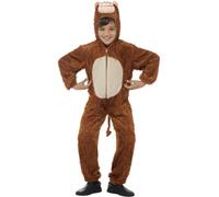 Smiffys Monkey Costume, Brown with Hooded Jumpsuit, Fancy Dress, Child Dress Up Costumes