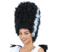 Smiffys Monster Bride Beehive Wig, Black and White Streaked