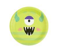 Smiffys Monster Tableware, Party Plates, Green x8 Plastic Free, 300g, 23cm Diameter, Halloween Fancy Dress Accessory, Monster Dress Up Party Goods