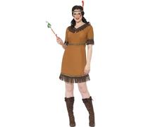 Indian Maiden Costume, Brown, with Dress, Belt and HeadbandUK Dress 16-18 (Large)