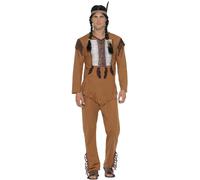 Smiffys Native American Inspired Warrior Costume, Brown with, Top, Trousers & He