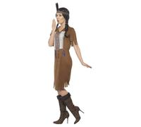 Smiffys Native American Inspired Warrior Princess Costume, with Dress & Headband, Cowboys and Indians Fancy Dress, Adult Dress Up Costumes