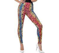 Smiffys Neon Leopard Print Leggings, Multi-Coloured , 1980's Fancy Dress, 1980s Dress Up Accessories