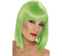 Lime Green Bob Wig Ladies Festival Neon Rave Fancy Dress Short Wig With Fringe