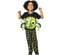 Smiffys Neon Spider Costume Top & Trousers, Halloween Child Fancy Dress, Spider Dress Up Costumes