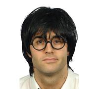 Smiffy's Fancy Dress Accessory Set – Schoolboy Wig & Glasses, Men's, Black