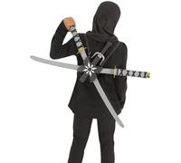 Smiffys Ninja Assassin Back Pack with 2 Swords 72cm, 2 Daggers & Star, Boys Fancy Dress, Child Dress Up Accessories