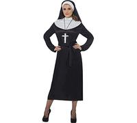 Smiffys Nun Costume, Black with Dress, Belt & Headdress, Saints and Sinners Fancy Dress, Nun Dress Up Costumes