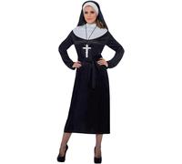 Smiffys Nun Costume, Black with Dress, Belt & Headdress, Saints and Sinners