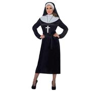 Smiffys Nun Costume, Black with Dress, Belt & Headdress, Saints and Sinners Fancy Dress, Nun Dress Up Costumes