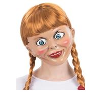Smiffys Official Annabelle Mask for Adults, Eerily Iconic Annabelle Doll Plastic Mask with Comfortable Elastic Strap, Perfect for Completing Halloween and Fancy Dress Costumes