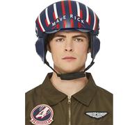 Smiffys Top Gun Maverick Helmet, Adult Adjustable Visor & Chin Strap, Official License Accessory with Maverick Branding, Adjustable Visor, Official Top Gun Halloween Fancy Dress