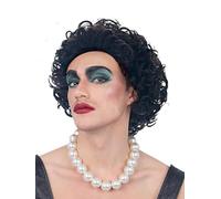 Smiffys Rocky Horror Show Frank N Furter Wig, Black, Short, Curly & Pre-Styled, Official Rocky Horror License Wig with Pre-Styled Design for Easy Group Costumes, Complete Your Frank N Furter Look