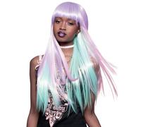 Smiffys Official Manic Panic® Fairy Queen™ Downtown Diva™ Wig, Long Straight Wig, Heat Styleable with Adjustable Cap, in Purple & Blue Ombre Colours. Dual Tone Effect for a magical transformation.