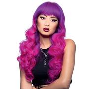 Smiffys Official Manic Panic® Fuchsia Passion™ Siren™ Wig, Long Curled Ends Wig, Heat Styleable with Adjustable Cap, in Purple & Pink Ombre Colours and Flowing Curls, Bold, sophisticated style