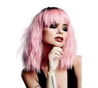 Smiffys Official Manic Panic® Love Kitten™ Trash Goddess™ Wig, Midlength Wavy Wig, Heat Styleable with Adjustable Cap in Pink Ombre Colours. Crimped Style for a bold, fashionable statement