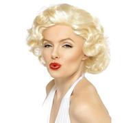 Smiffys Official Marilyn Monroe Bombshell Wig, Short Blonde Curled Wig, Heat Styleable, Official Marilyn Monroe License Wig. Styled for an authentic 1950s glamour look