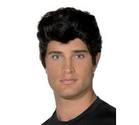 Smiffys Grease Danny Wig in Black for Adults, T-Bird Quiff and Danny Zuko Hairstyle, Officially Licensed, Ideal for Matching Costume Events and Group Outfits in Music-Themed Fancy Dress