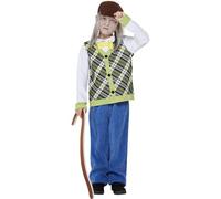 Smiffys Old Man Costume, Green Top, Trousers, Hat & Cane, Boys Fancy Dress, Storybook Character Dress Up Costumes