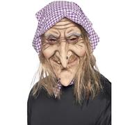 Smiffy's Mask "Old Witch" with Hair and Headscarf, Latex