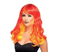 Smiffys Ombre Devil Flame Wig, Red & Orange, Halloween Fancy Dress Accessory, Devil Dress Up Wigs