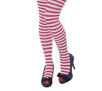 Smiffys Opaque & Comfortable Striped Tights for Fancy Dress Halloween Costume Red/White Adult