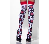 Smiffys Opaque Hold-Ups, Black with Red Bows, Fever Hosiery Fancy Dress, Fever
