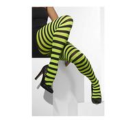 Smiffys Opaque Tights/ Striped (Bright Green and Black)