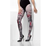 Opaque Tights, Zombie Dirt, Grey, with Blood Splatter
