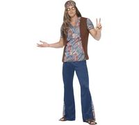 Smiffys Orion the Hippie Costume, Blue, M - Size 38-40
