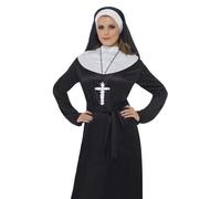 Smiffys Ornate Cross Pendant, Silver on Black Cord, Saints and Sinners Fancy Dress, Monk Dress Up Jewellery