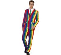 Smiffys Over The Rainbow Suit, Multi-Coloured with Jacket, Trousers & Tie, Stand Out Suits Fancy Dress, Adult Dress Up Costumes Halloween