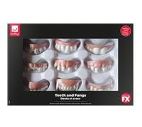 Smiffys Pack of 9 Assorted Fancy Dress Teeth Fangs Hillbilly Vampire Halloween