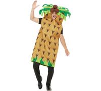 Smiffys Palm Tree Costume Adult Tabard with Hood Hawaiian Fancy Dress | Features padded fabric tabard and a playful hood with palm leaf and coconut detail for tropical-themed parties