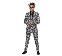 Smiffys Parental Advisory Stand Out Suit, Black & White with Jacket, Trousers & Tie, Officially Licensed Parental Advisory Fancy Dress, Adult Dress Up Costumes