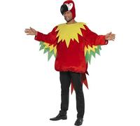 Smiffy's Men's Parrot Costume, Jumpsuit And Hood, Party Animals, Serious Fun, - parrot fancy costume dress adult animal bird mens outfit