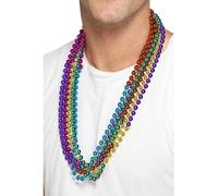 Smiffys Party Beads, Rainbow 6 Strings Per Pack, Rainbow/Gay Pride Items Fancy Dress, Adult Dress Up Jewellery