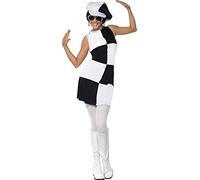 60's Black & White Large Party Girl Costume - dress costume fancy girl party ladies 60s 1960s black white outfit swinging womens 70s go