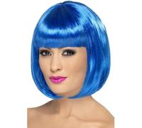 Smiffy's 12-inch Partyrama Wig Short Bob With Fringe - Blue - wig blue partyrama fancy dress bob short fringe 12 inch smiffys