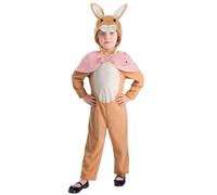Smiffys Peter Flopsy Classic Costume for Children All in One with Character Hood and Pink Cape, Officially Licensed Bunny Fancy Dress Outfit for World Book Day Easter & Parties