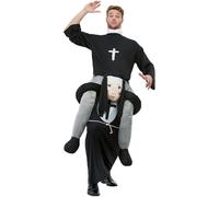 Piggyback Nun Costume - Black - One Piece Suit Mock Legs - Smiffys