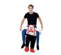 Smiffy's Men's Sinister Clown Piggy Back Costume, One Piece Suit And Mock - clown costume piggy back fancy dress halloween adult sinister men ladies
