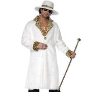 Ultimate White Leopard Pimp Costume Set - Hat, Coat, and Trousers