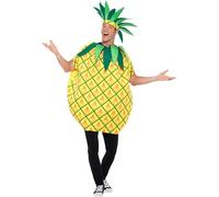 Smiffys Pineapple Costume, Yellow with Tabard & Leaf Crown Headband, Funny Fancy Dress, Comedy Dress Up Costumes, World Book Day