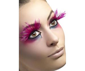 Smiffys Pink Feather Plume Eyelashes Halloween