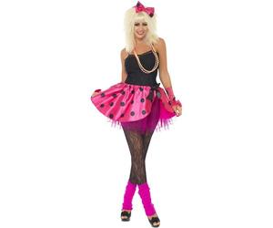 Smiffys Pink Tutu Instant Kit, Neon Pink with Tutu, Headband and Fingerless Gloves, 1980's Fancy Dress, 1980s Dress Up Costumes
