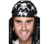 Smiffys Pirate Bandanna Skull and Crossbones Design Ready Formed