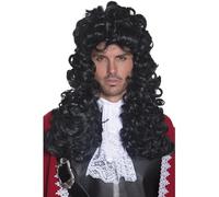 Black Long & Curly Men's Pirate Captain Wig - wig captain pirate black fancy dress smiffys mens long hook curly